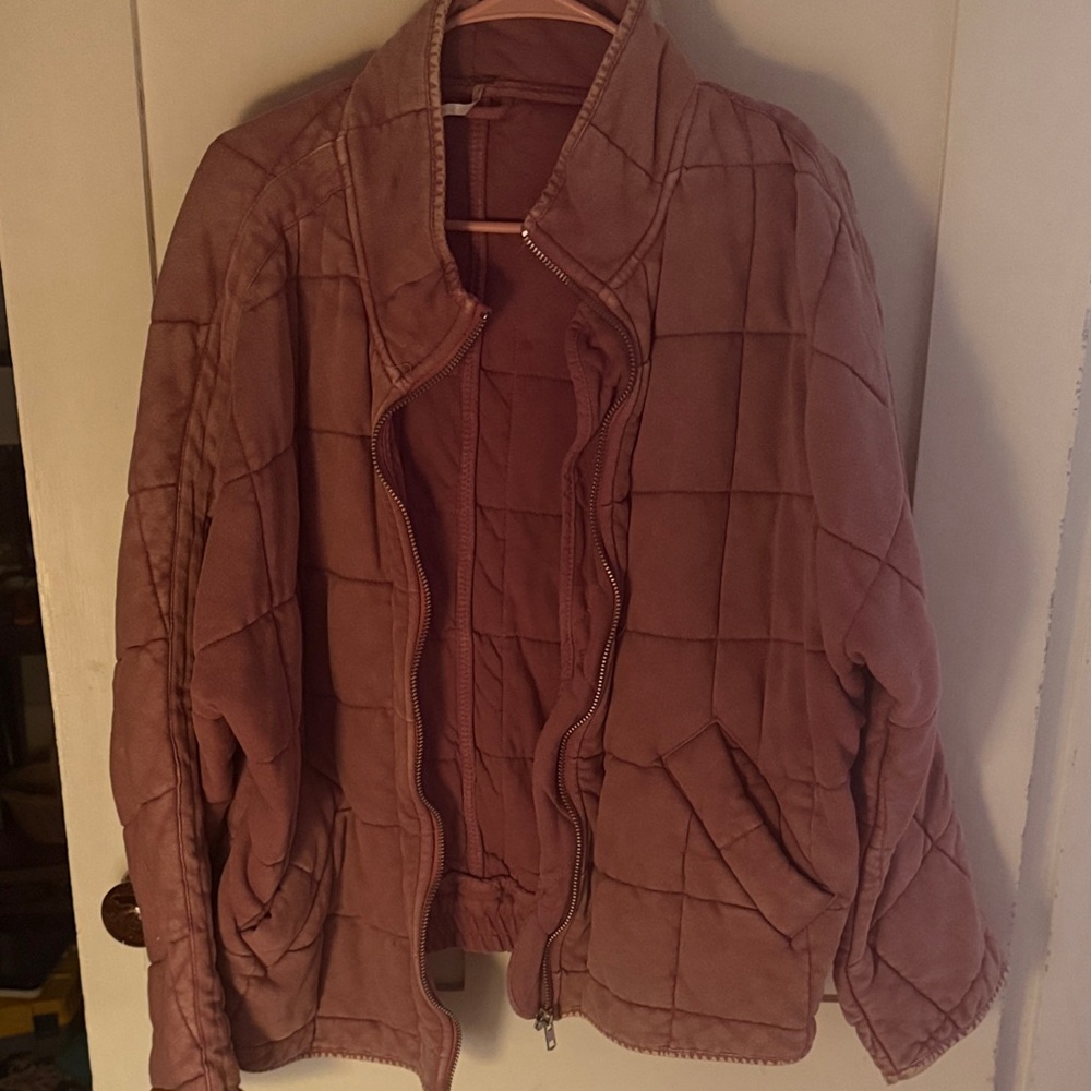 Free People Quilted Puffer Jacket in Soft Pink